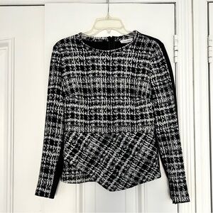 Calvin Klein Black and White Asymmetric Knit Top Size S